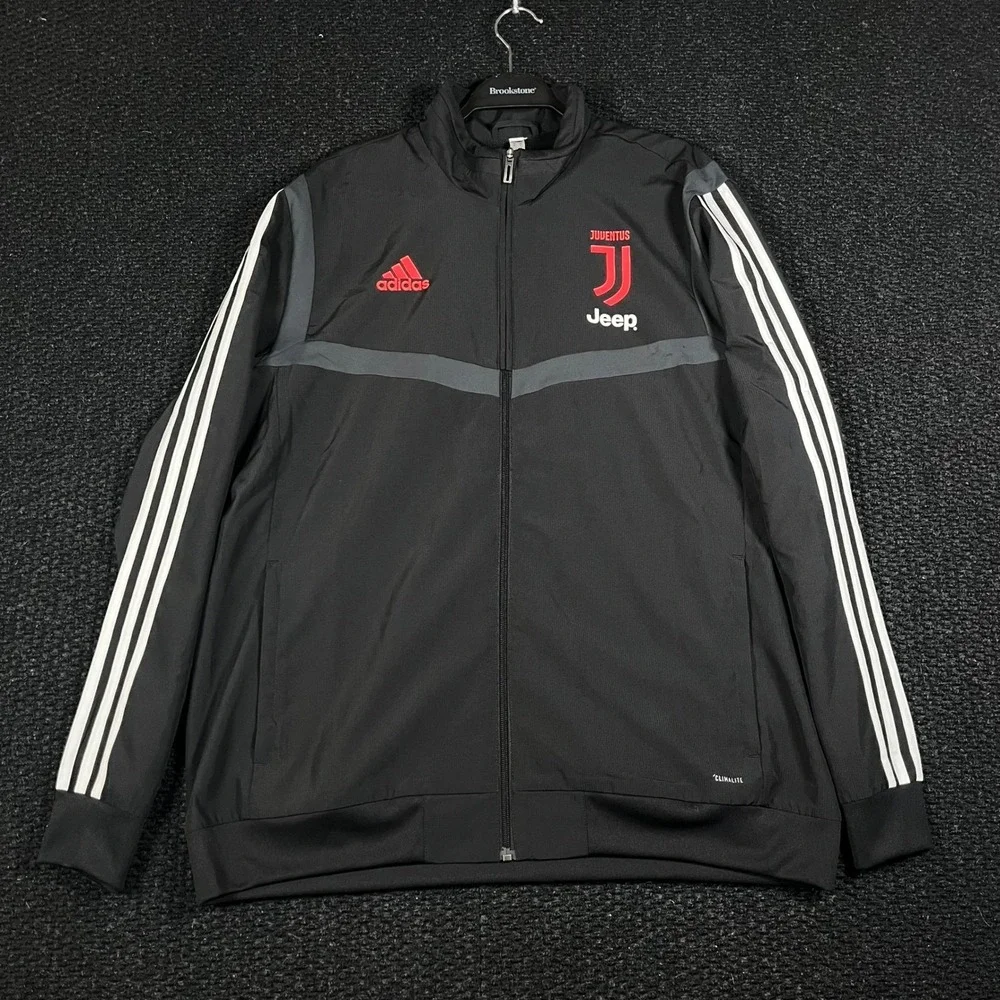 Adidas Juventus Italy Climalite Soccer‎ Training Jacket Mens XL Black Full Zip